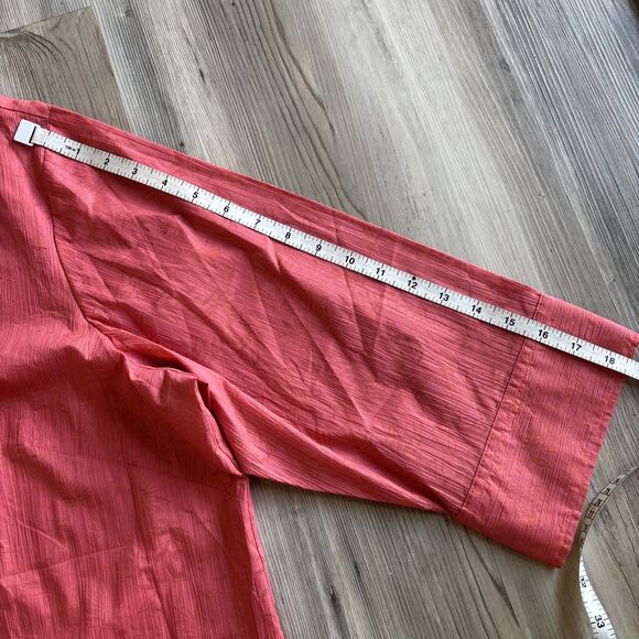 Liz Claiborne Coral And Gold Floral Button Down Blouse With 3/4 Sleeves Size 2X - Picture 10 of 12